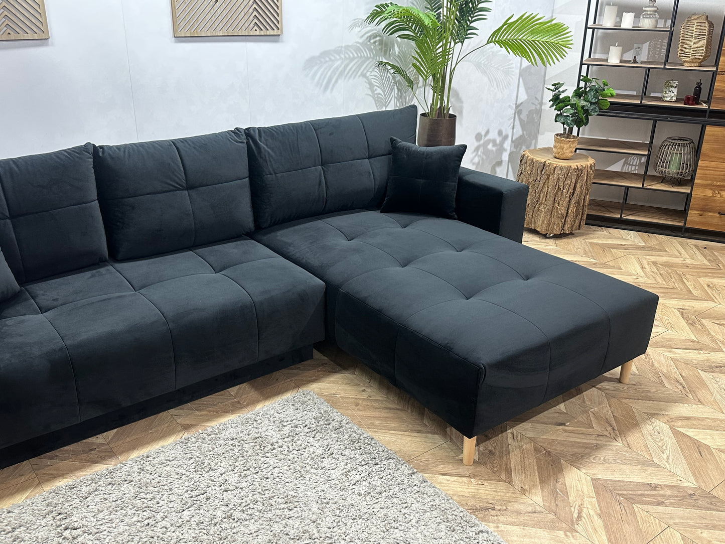 !Showroommodel! Zwarte Velvet Hoekbank