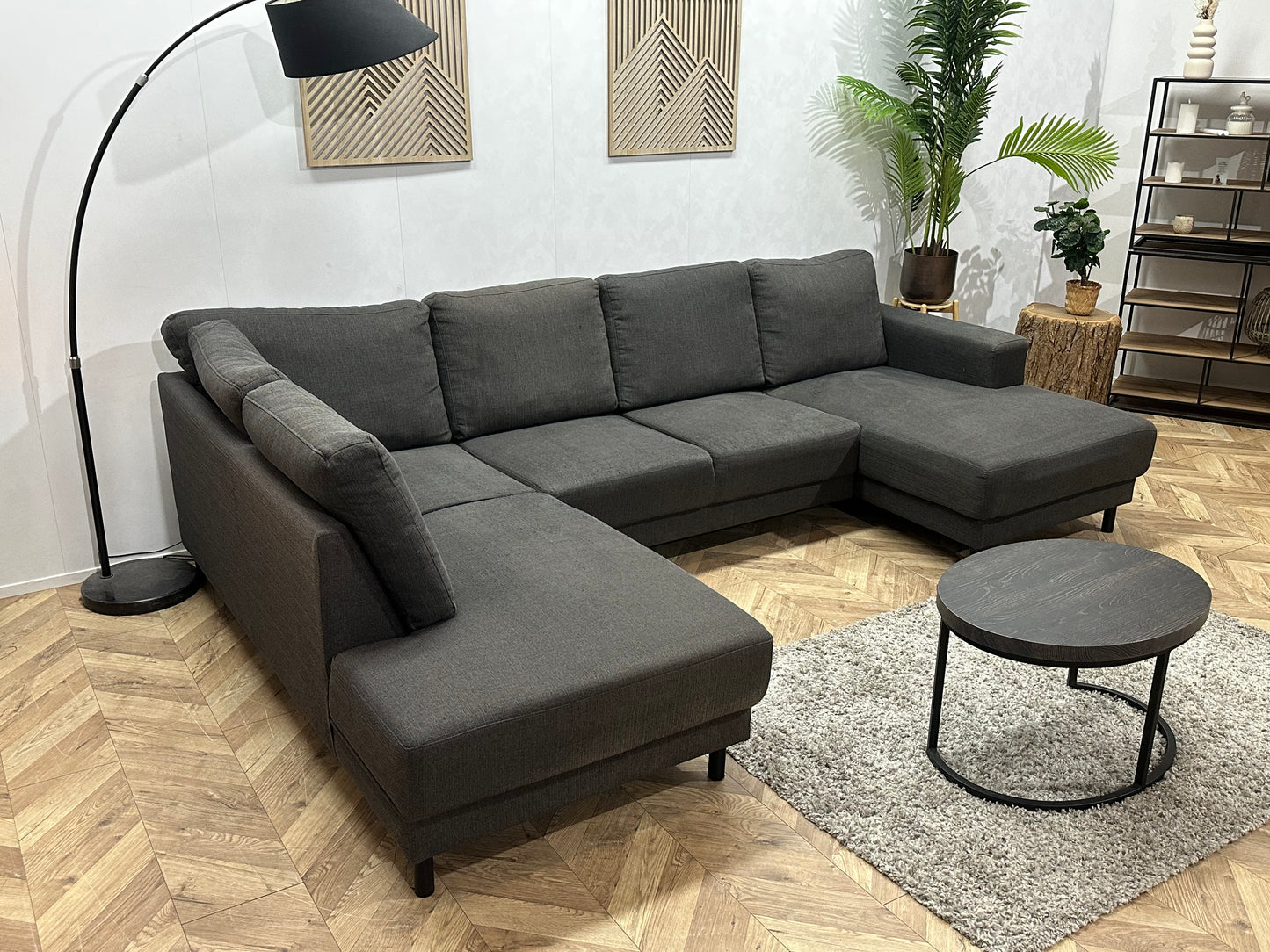 Antraciet U Bank ~ Losse Rugkussens Met Afneembare Hoezen