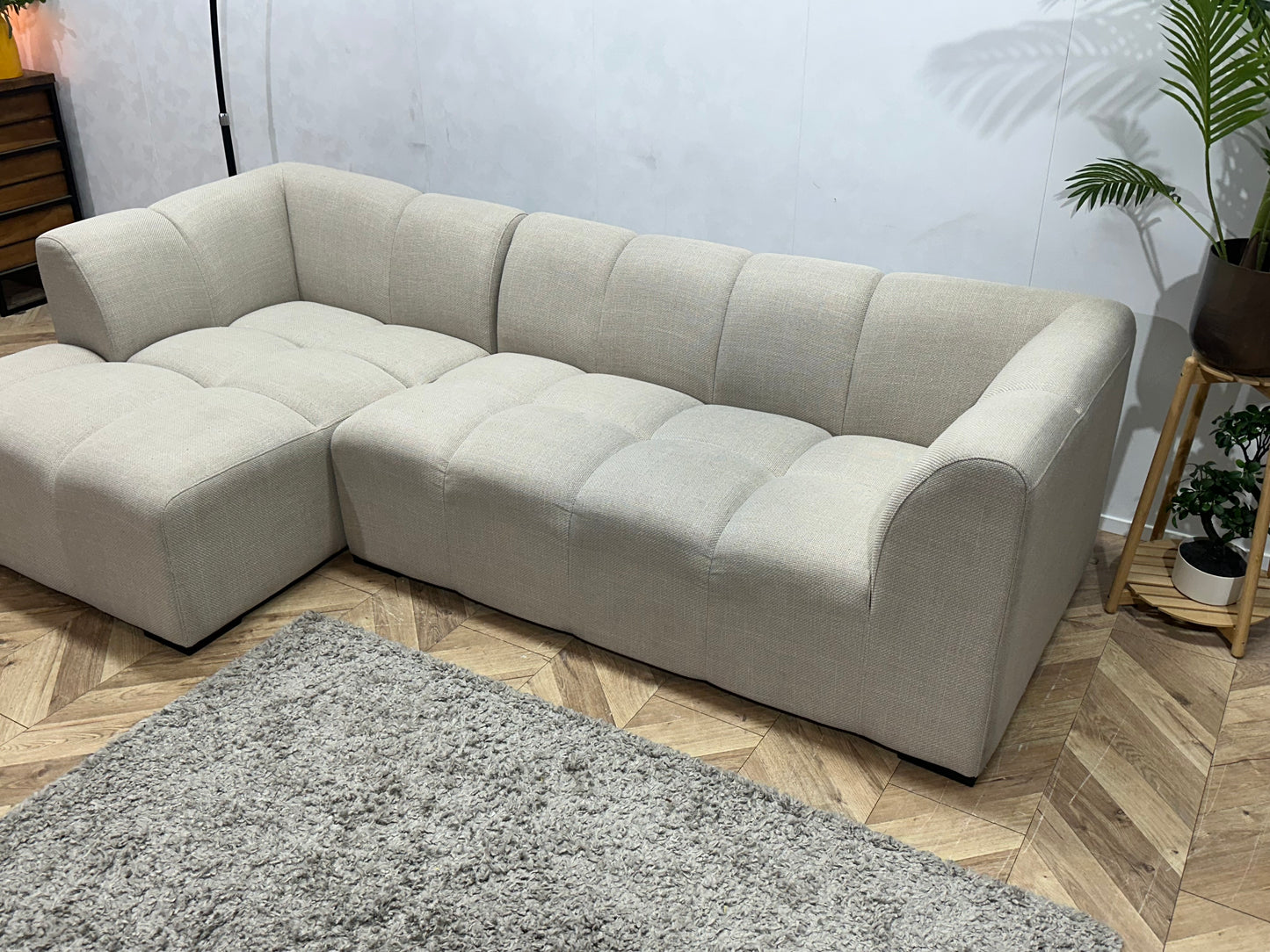 Crème Hoekbank ~ Vaste Kussens