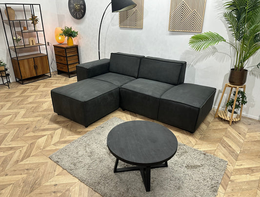 !Showroommodel! Antraciet Suède Stoffen Design Bank