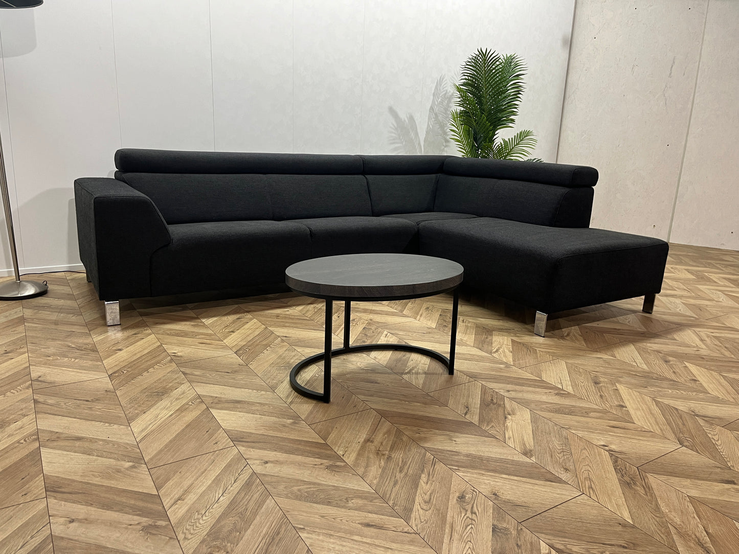 IN.HOUSE Zwarte Hoekbank ~ Verstelbare Hoofdsteunen