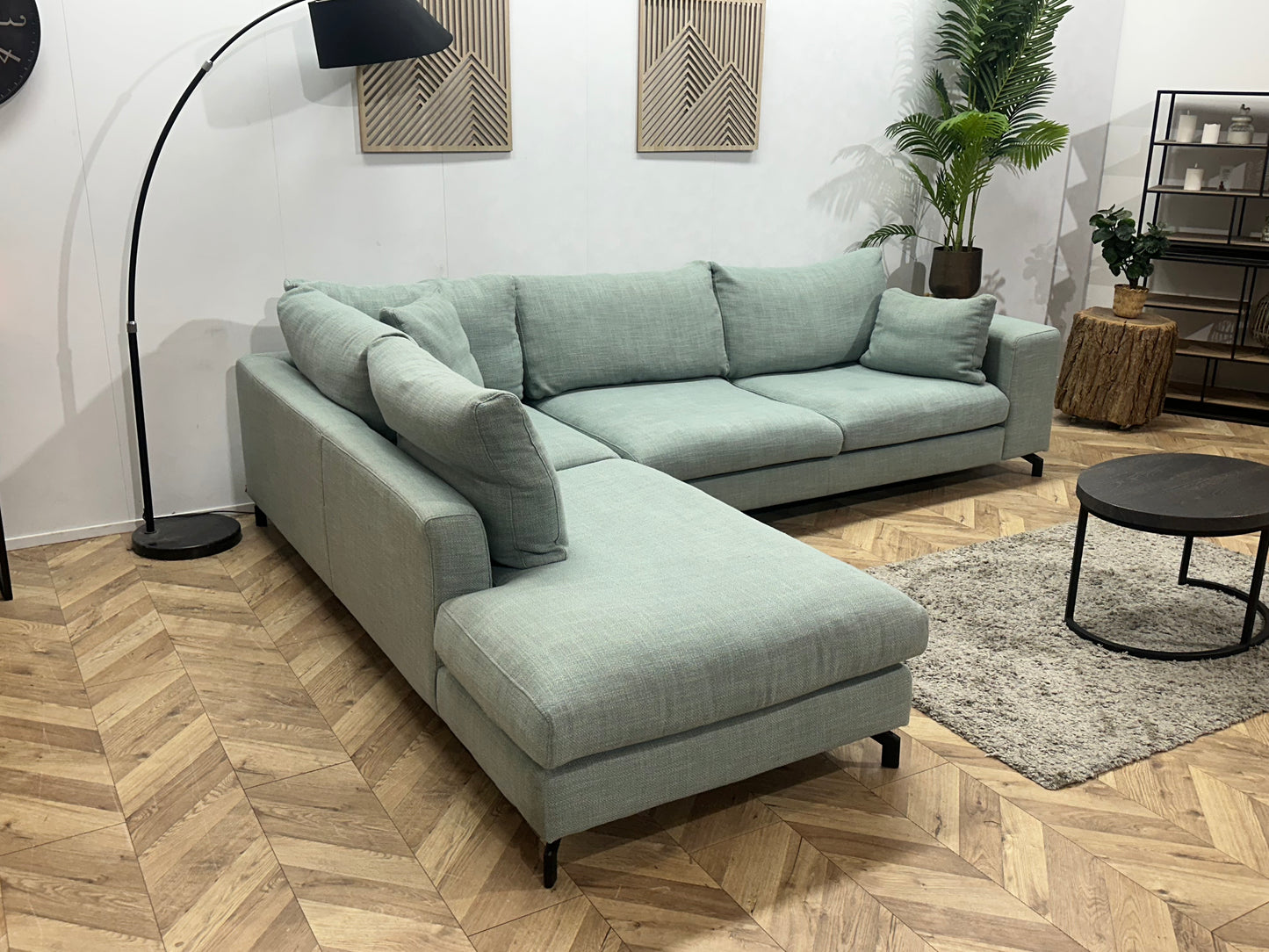 Licht Blauwe Hoekbank ~ Losse Kussens Met Afneembare Hoezen