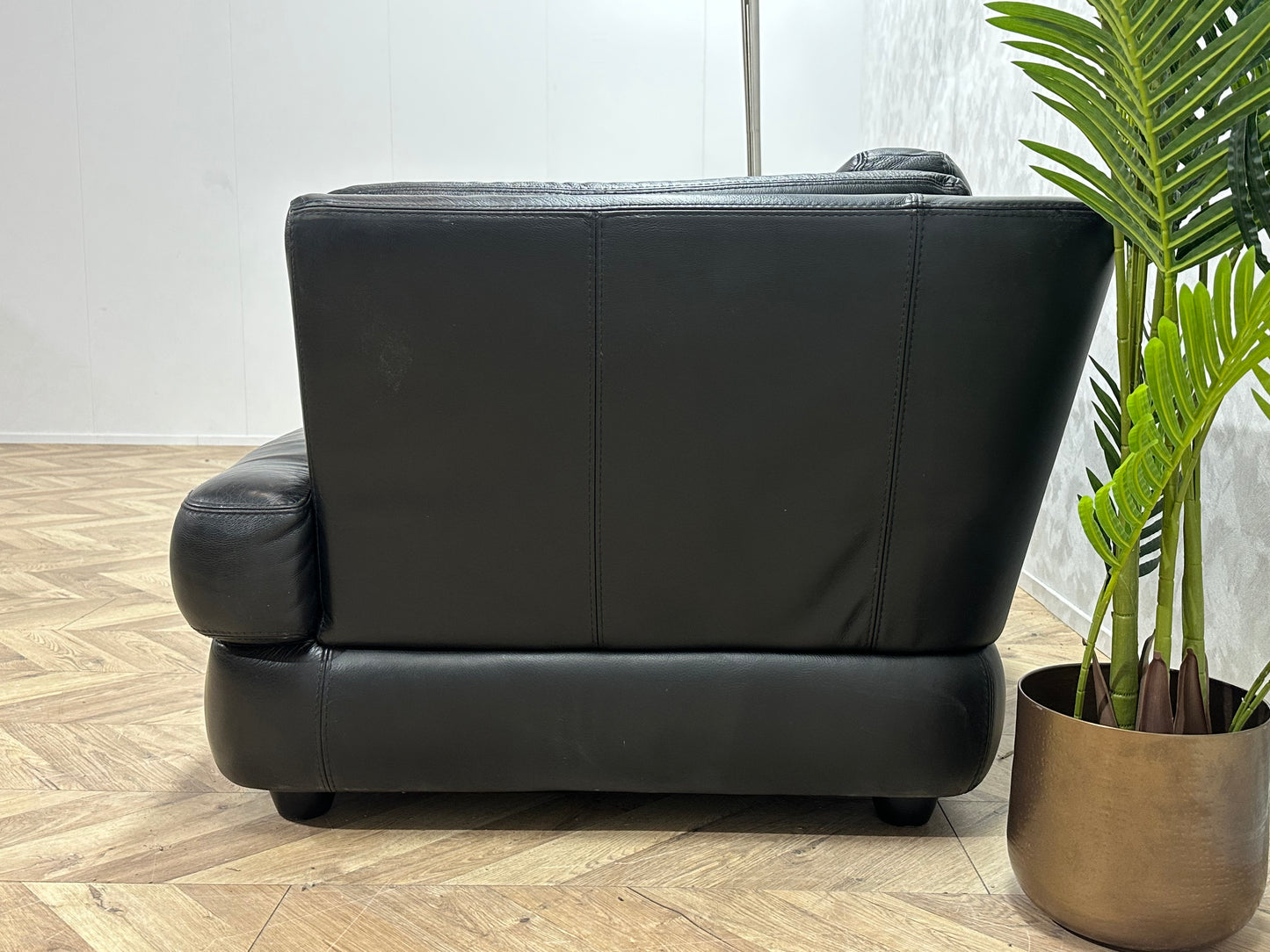 Chateau D’ax Zwart Echt Lederen 2.5-Zits Bank ~ Vaste Kussens