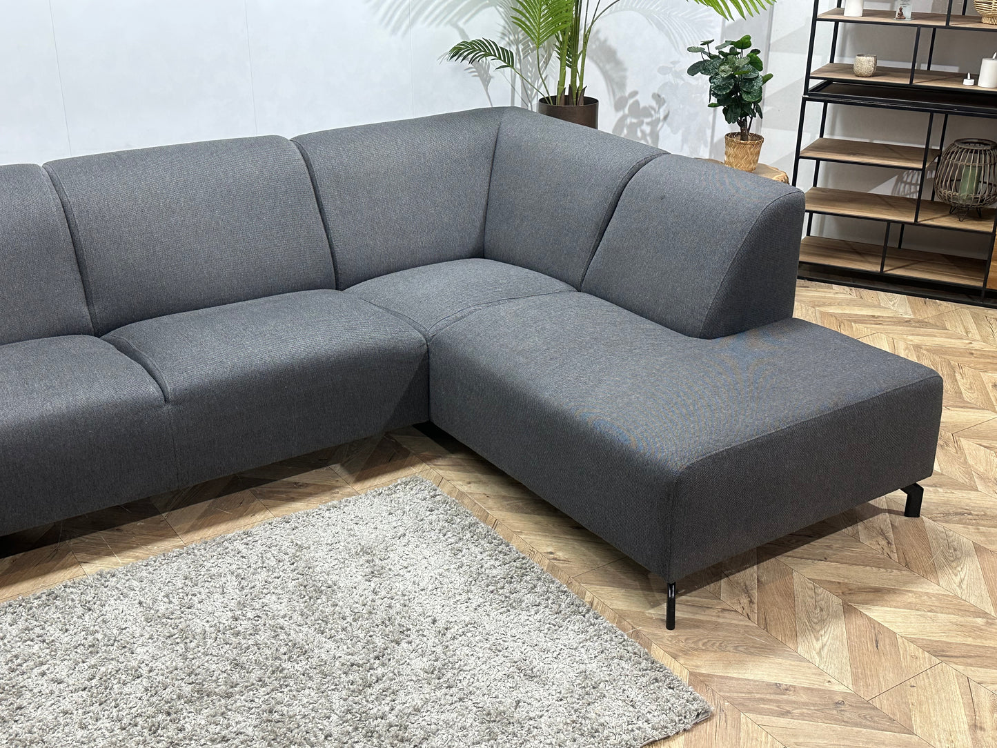 Antraciet Hoekbank ~ Vaste Kussens