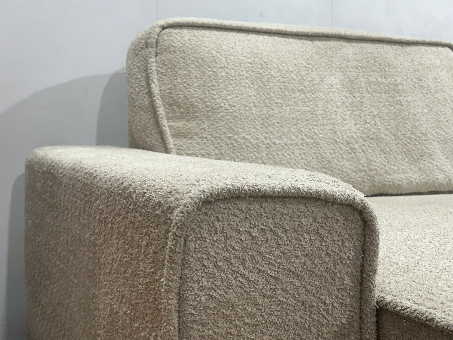 Crème Modulaire Bouclé Stoffen U Bank ~ Losse Rugkussens Met Afneembare Hoezen