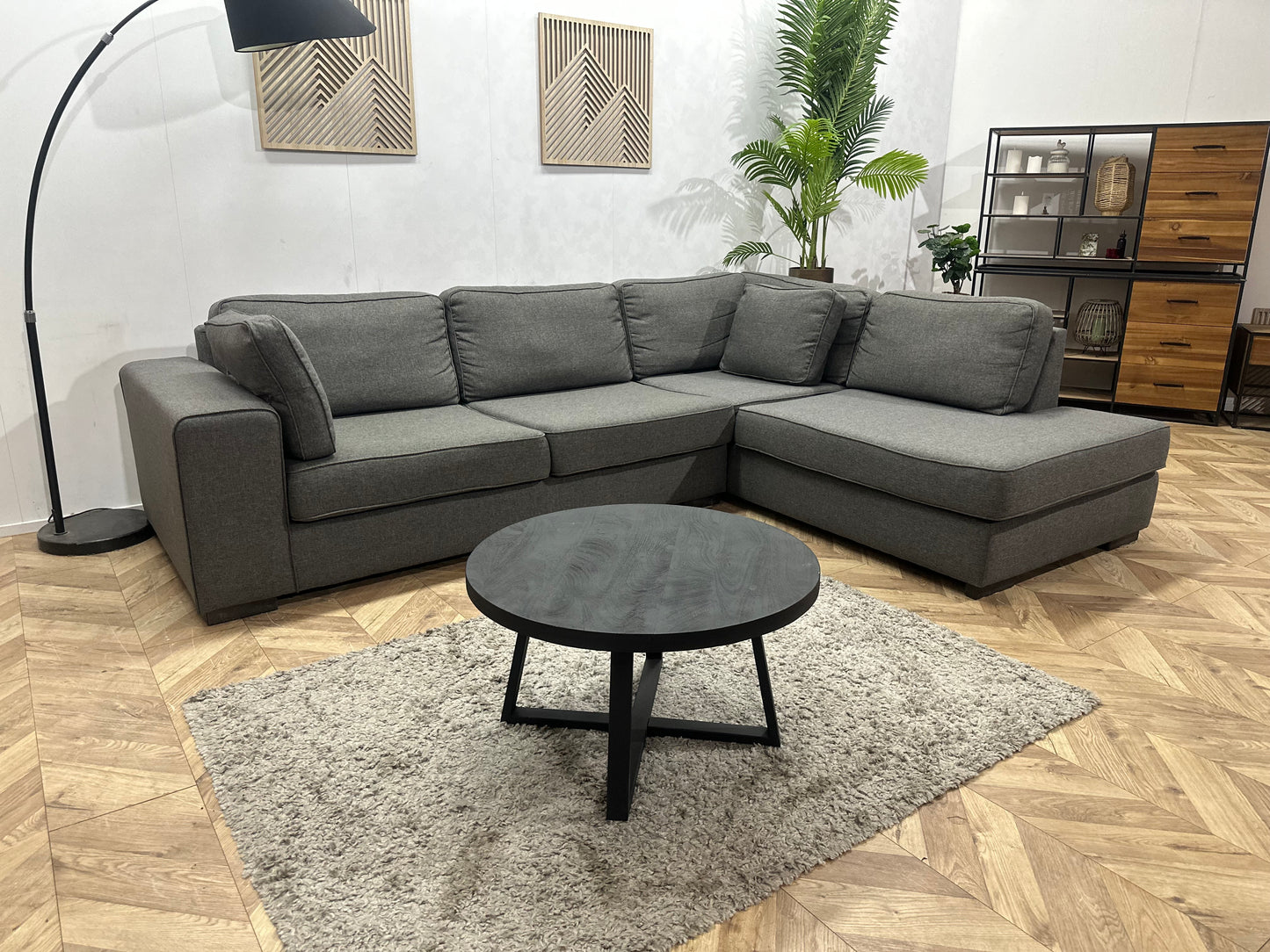 Antraciet Suède Stoffen Hoekbank ~ Nieuwstaat