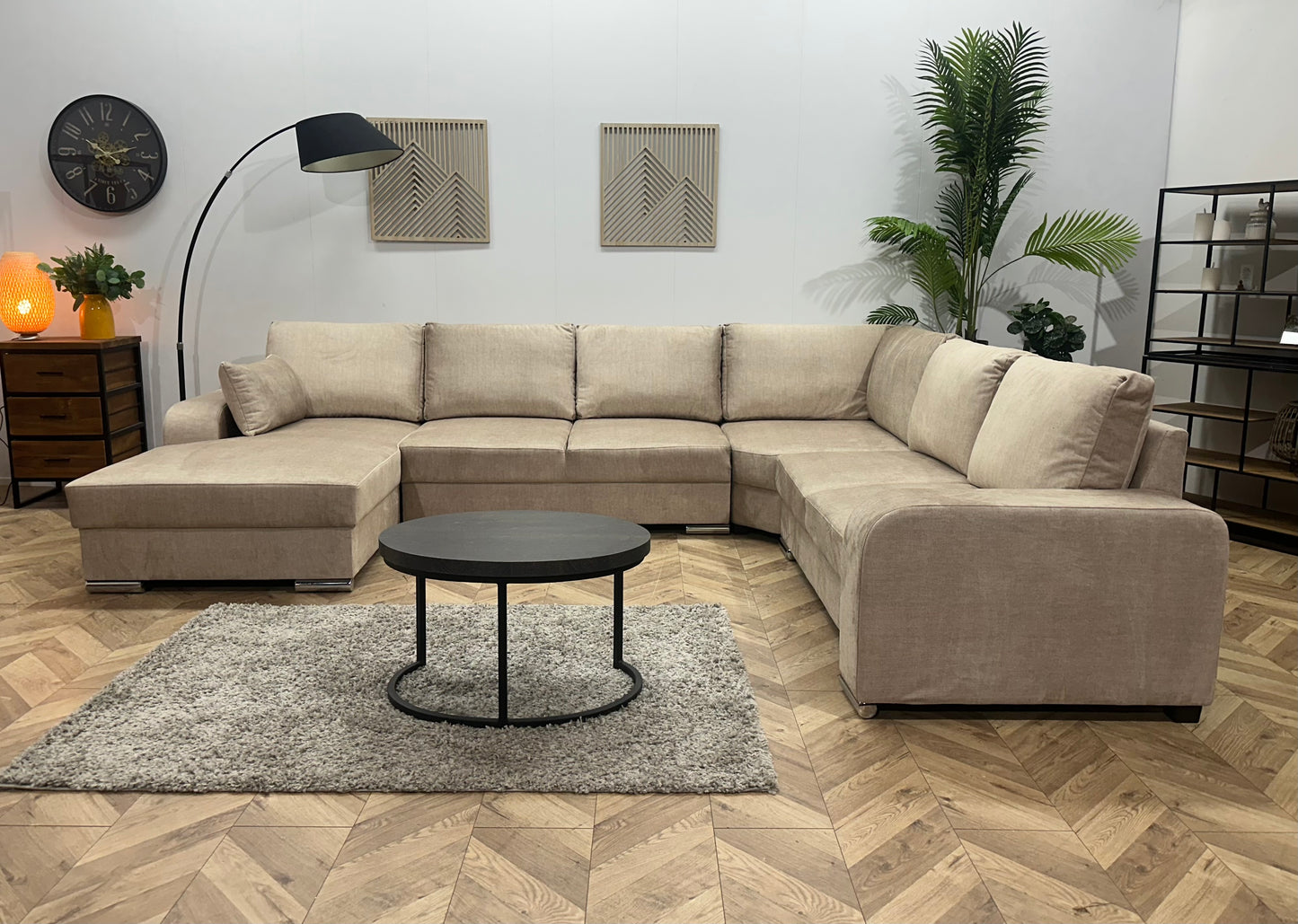 !Showroommodel! Beige Velvet U Bank