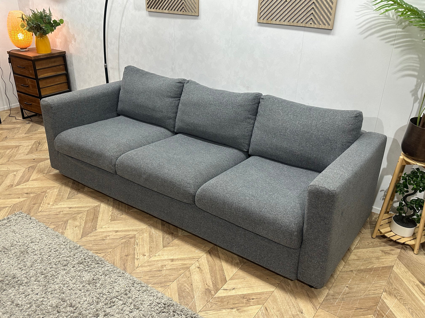 Antraciet 3-Zits Bank Inc Hocker ~ Losse Kussens Met Afneembare Hoezen