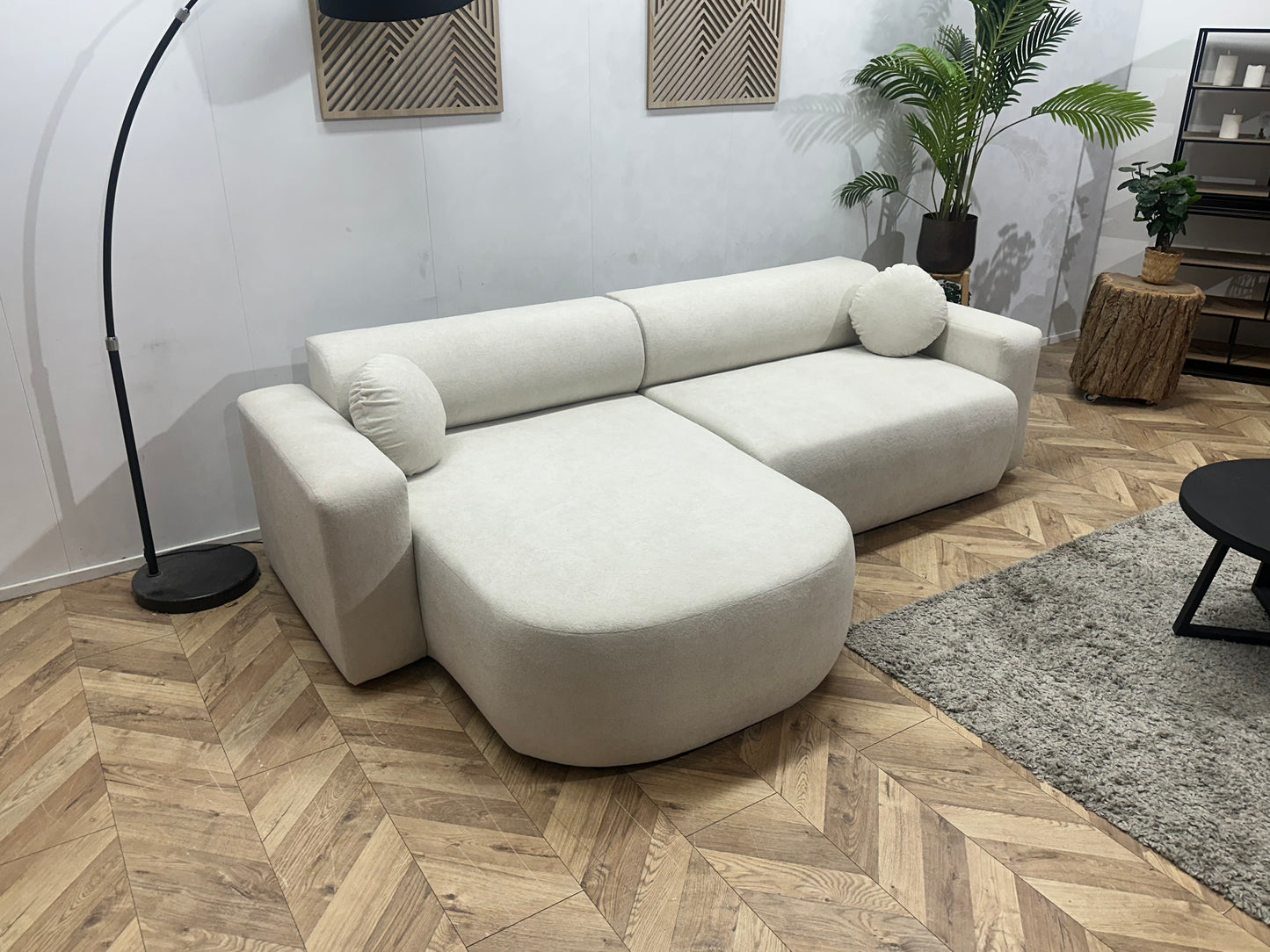 !Showroommodel! Witte Velvet Hoekbank ~ Slaapfunctie