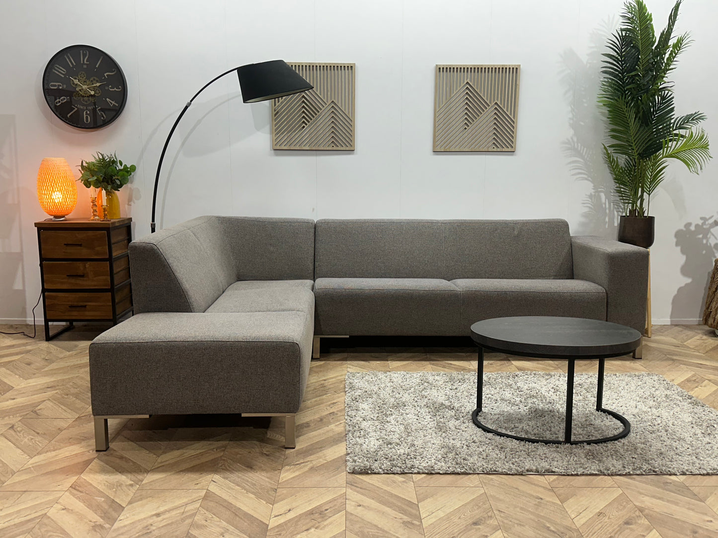 Montèl Grijze Hoekbank ~ Vaste Kussens