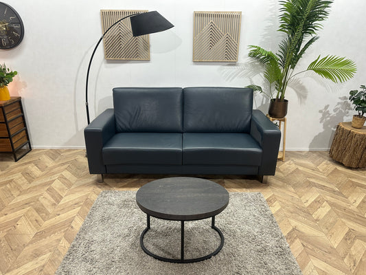 HB Lifestyle Blauwe Echt Lederen 2.5-Zits Bank ~ Vaste Kussens