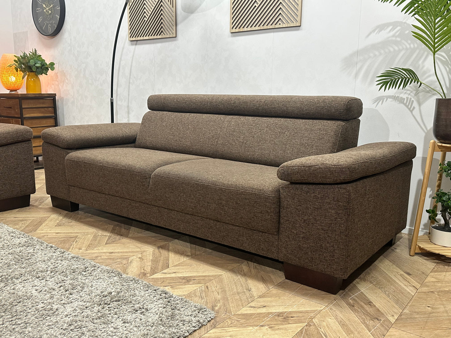 Bruine Hoekbank ~ Verstelbare Arm/Hoofdsteunen