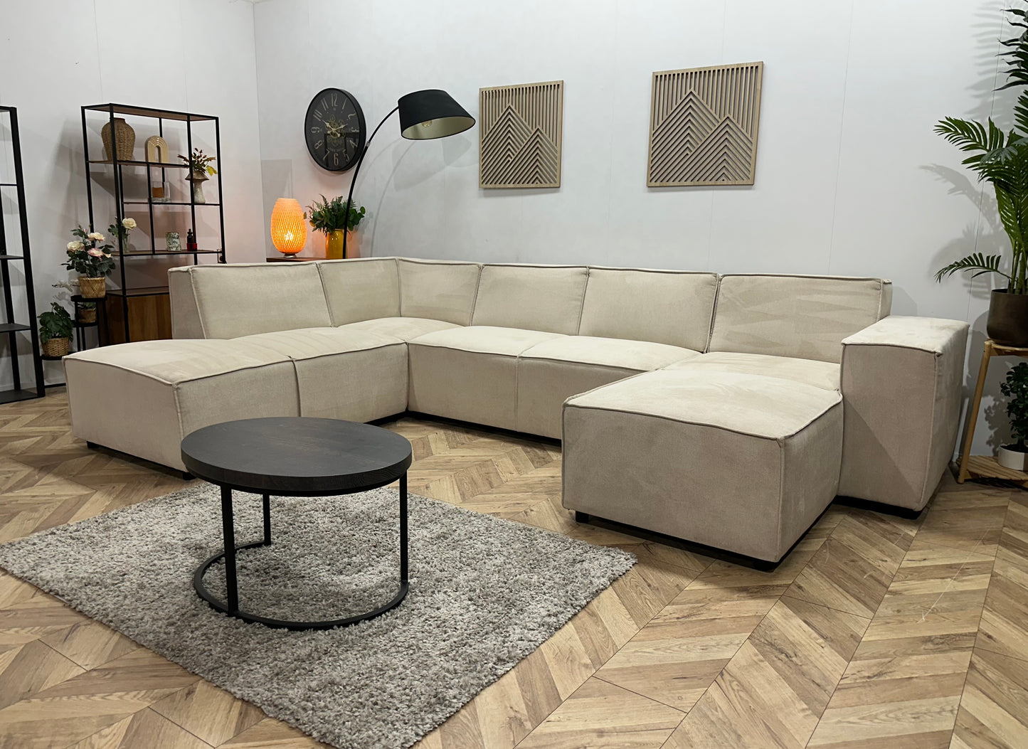 !Showroommodel! Crème Suède Stoffen U Bank