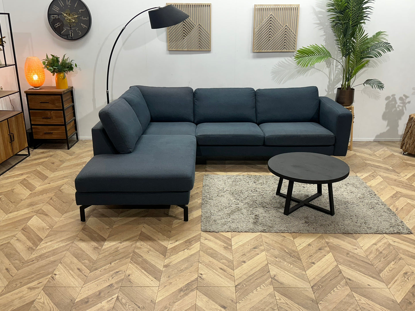 Blauwe Hoekbank ~ Losse Kussens Met Afneembare Hoezen