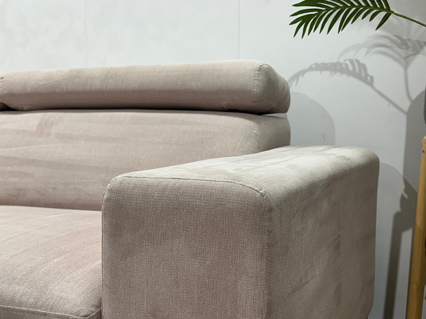 Roze Suede Stoffen Hoekbank ~ Verstelbare Hoofdsteunen