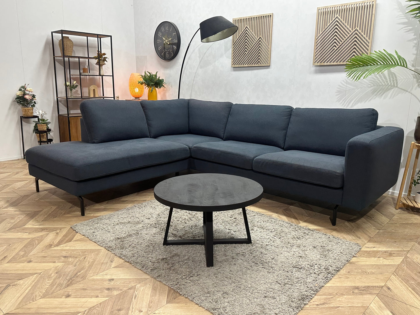 Blauwe Hoekbank ~ Losse Kussens Met Afneembare Hoezen