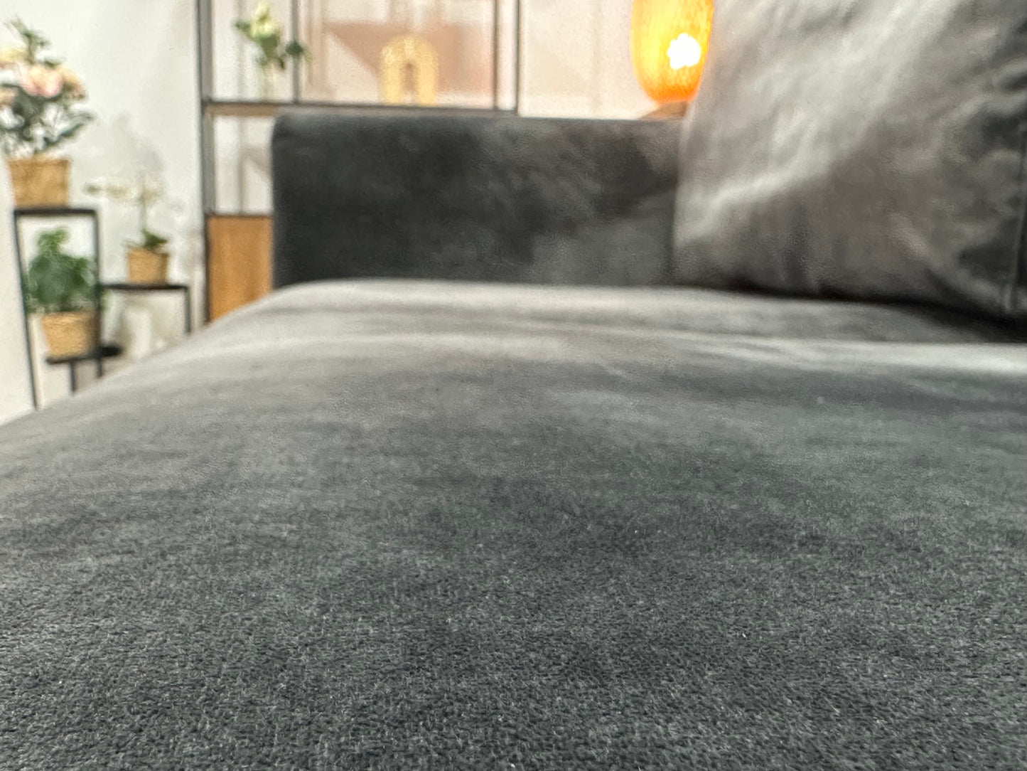 Antraciet Velvet Hoekbank ~ Losse Kussens Met Afneembare Hoezen