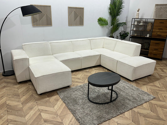 !Showroommodel! Witte Bouclé Stoffen U Bank