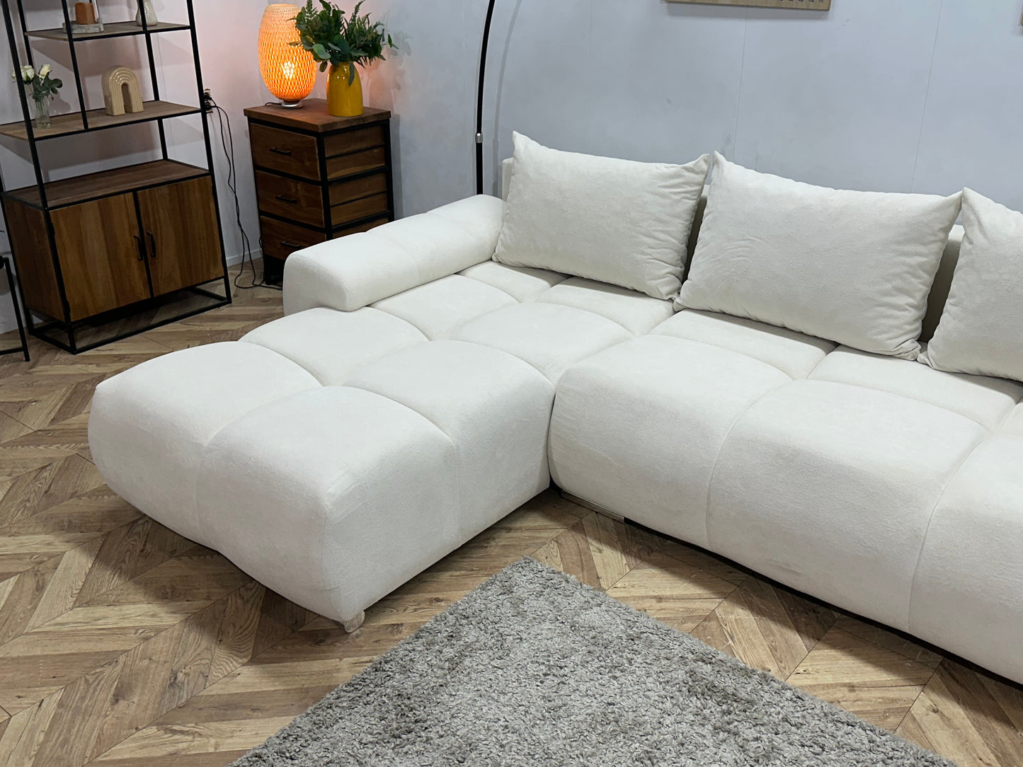 !Showroommodel! Witte Velvet Hoekbank