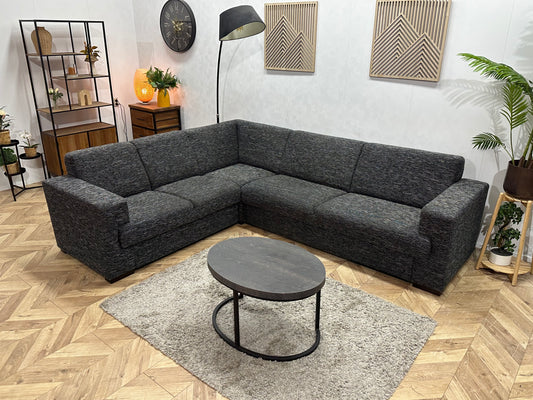 Antraciet Hoekbank ~ Vaste Kussens