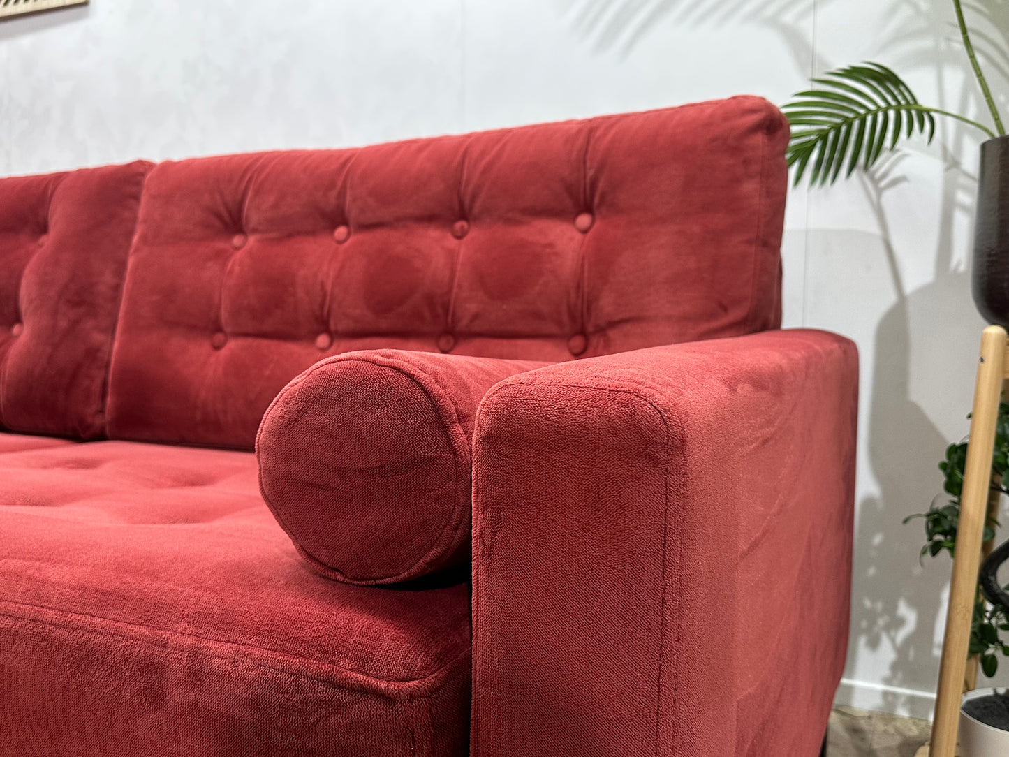 Rode Velvet Banken Set ~ Losse Kussens Met Afneembare Hoezen