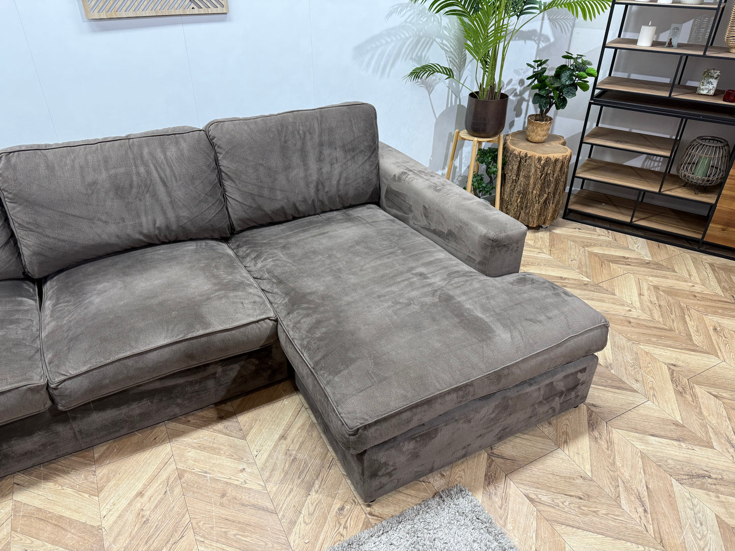 Bruine Velvet U Bank ~ Losse Kussens Met Afneembare hoezen