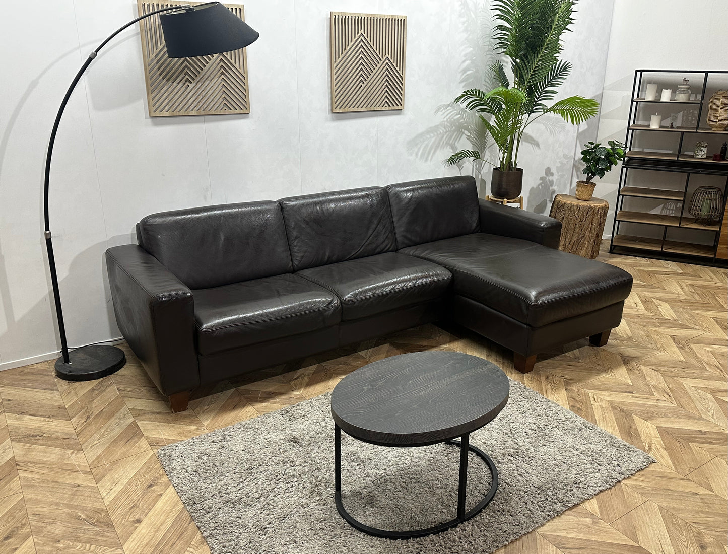 Bruine Echt Lederen Hoekbank ~ Geïmpregneerd