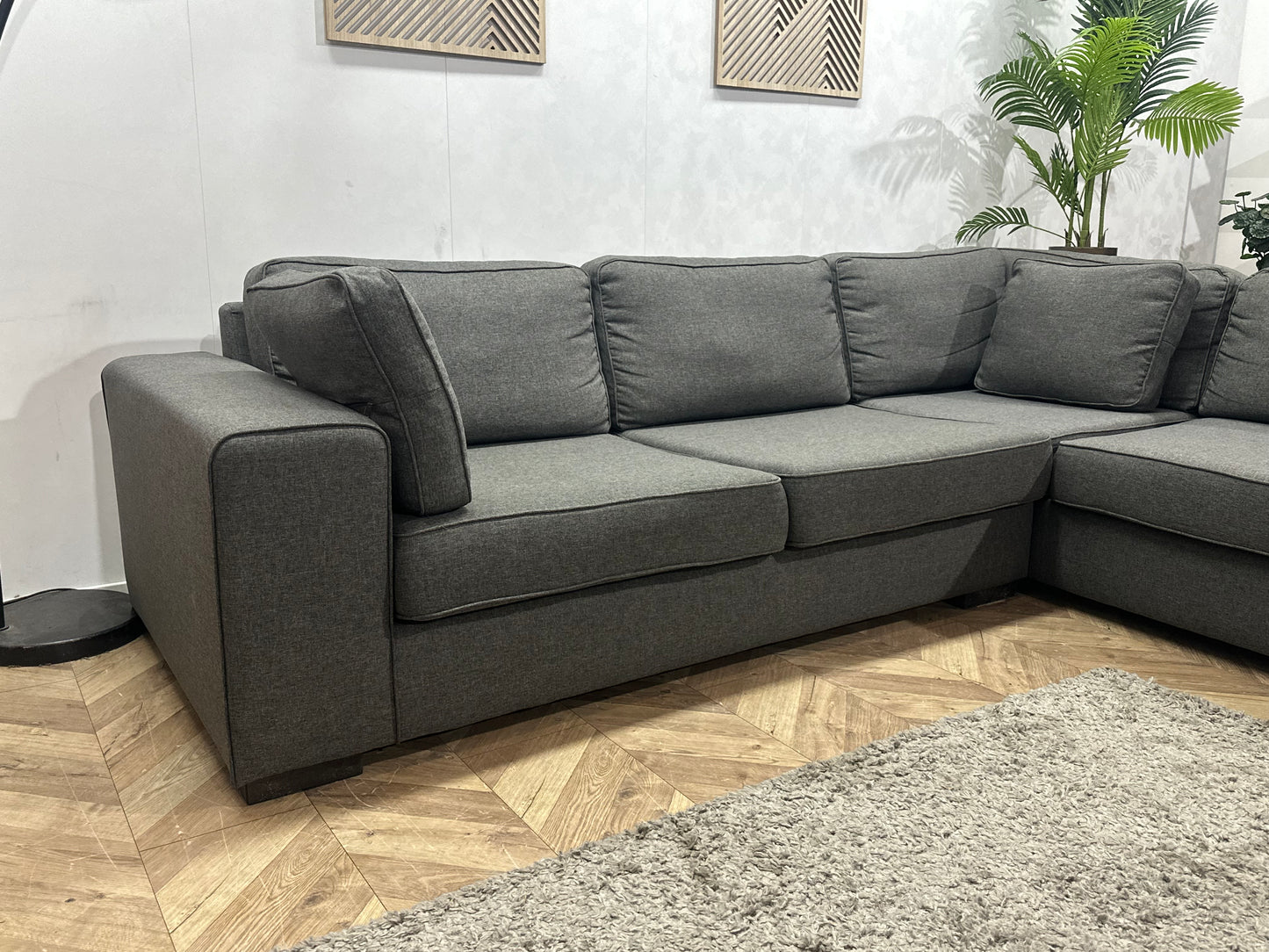 Antraciet Suède Stoffen Hoekbank ~ Nieuwstaat