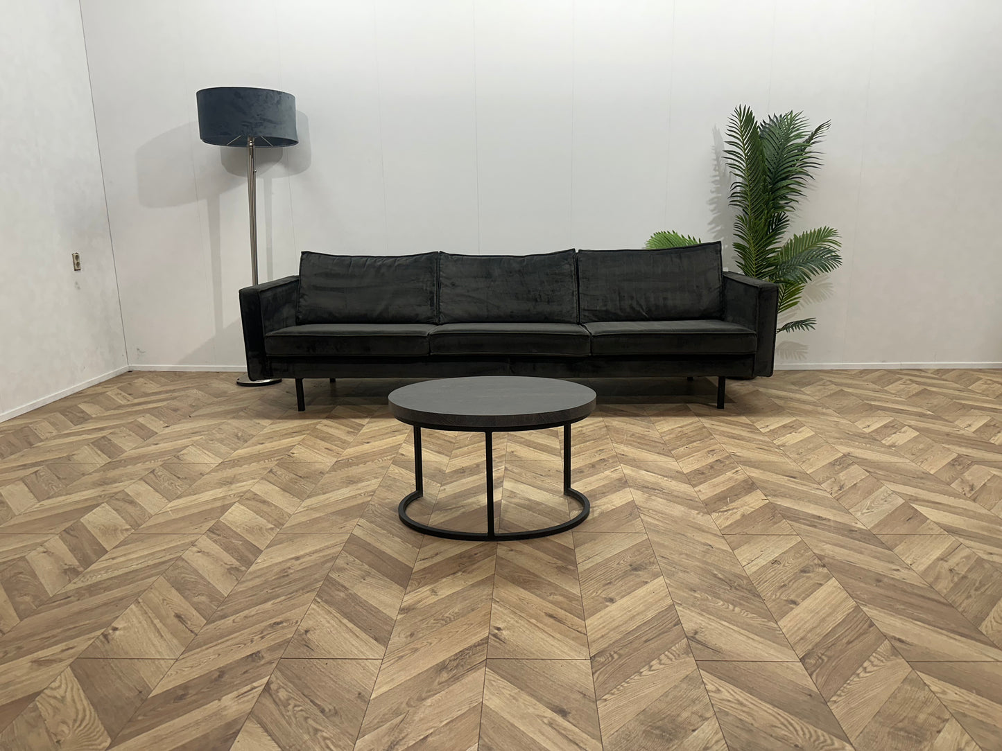 Antraciet Velvet 3-Zits Bank ~ Nieuwstaat