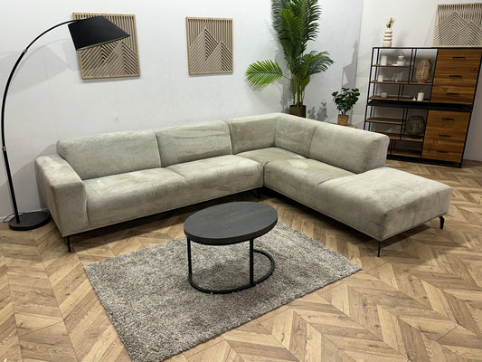 Dyyk Licht Grijze Suède Stoffen Hoekbank