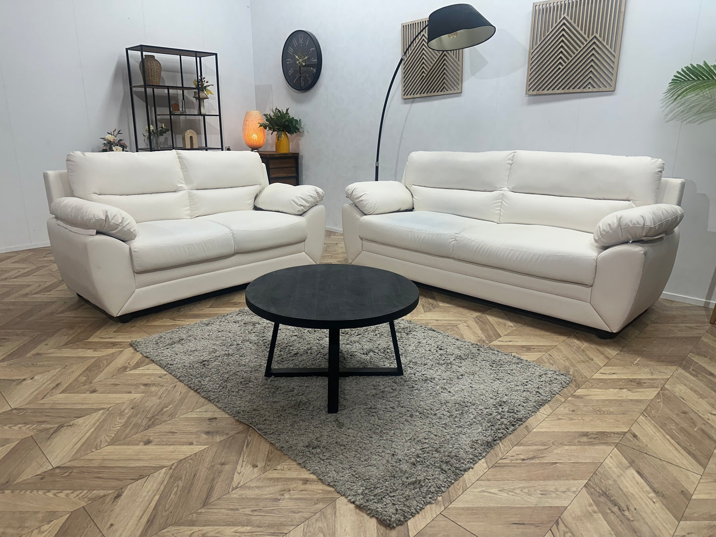 Witte Leather Look Banken Set ~ Inruilvoordeel