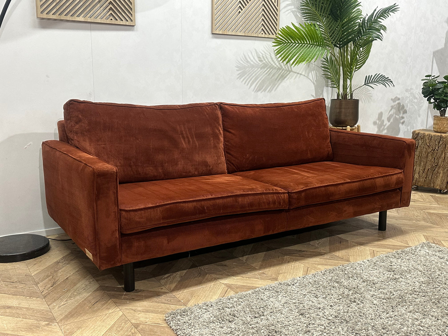 Umix Rode Ribstof 2.5-Zits Bank ~ Losse Rugkussens Met Afneembare Hoezen
