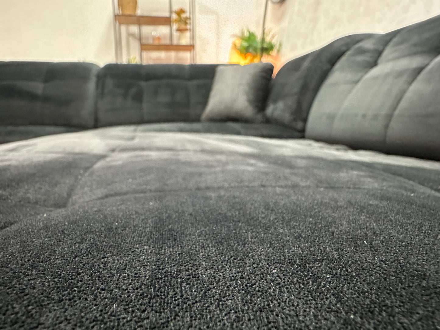 Zwarte Velvet U Bank ~ Uitschuifbare Rugleuningen