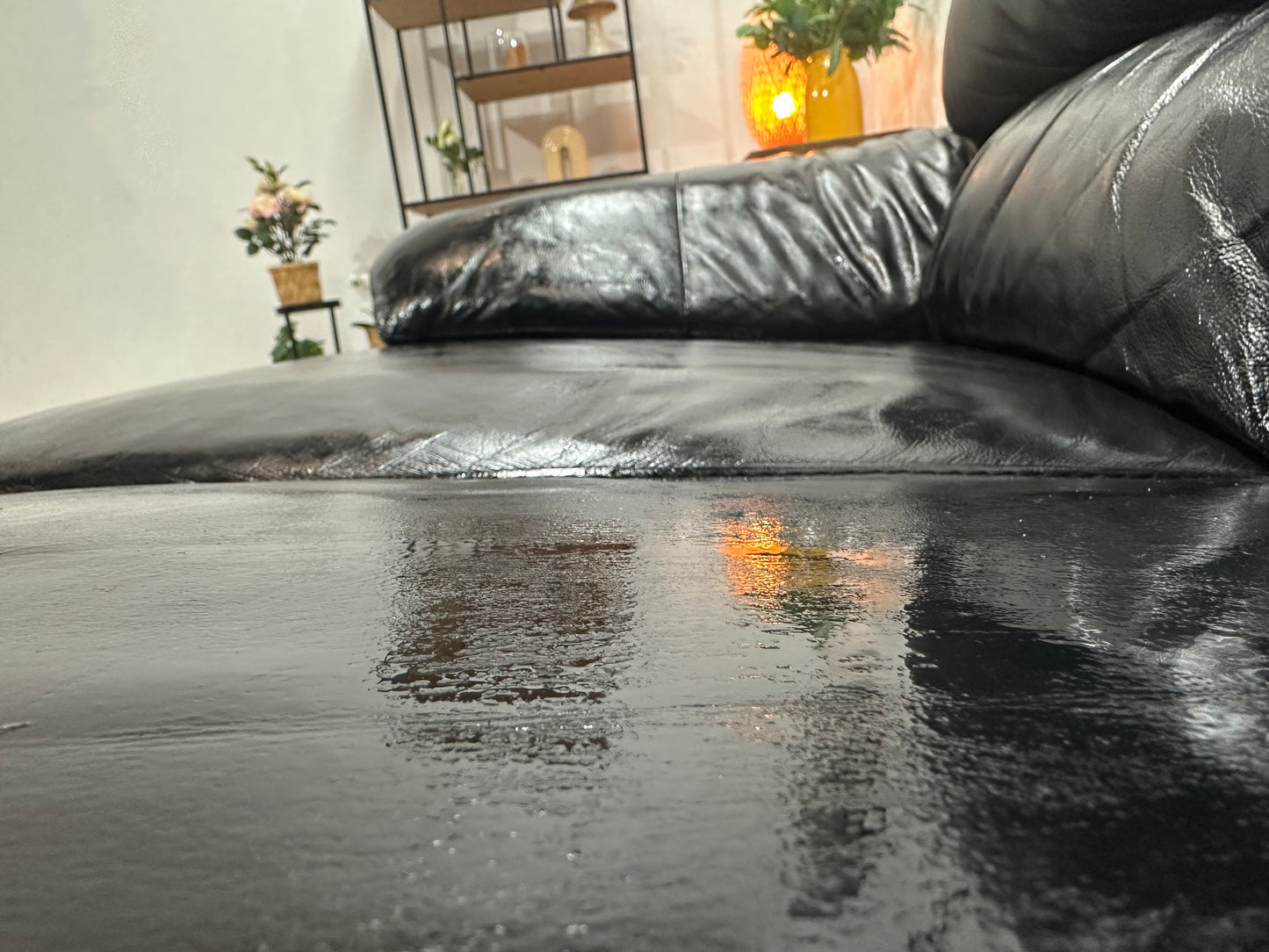 Zwarte Echt Lederen 3-Zits Bank ~ Geïmpregneerd