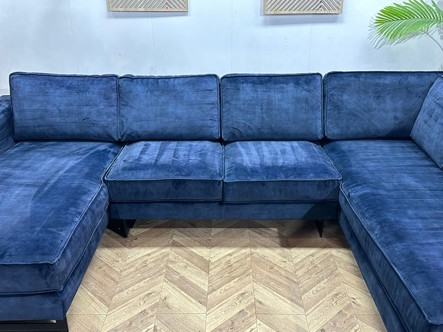 Blauwe Velvet U Bank ~ Losse Kussens Met Afneembare Hoezen