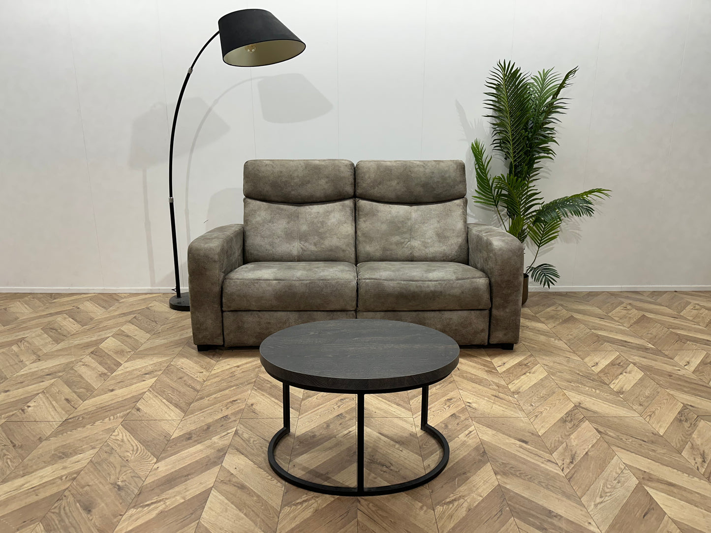 Grijze Suède Stoffen 2.5-Zits Bank ~ Vaste Kussens