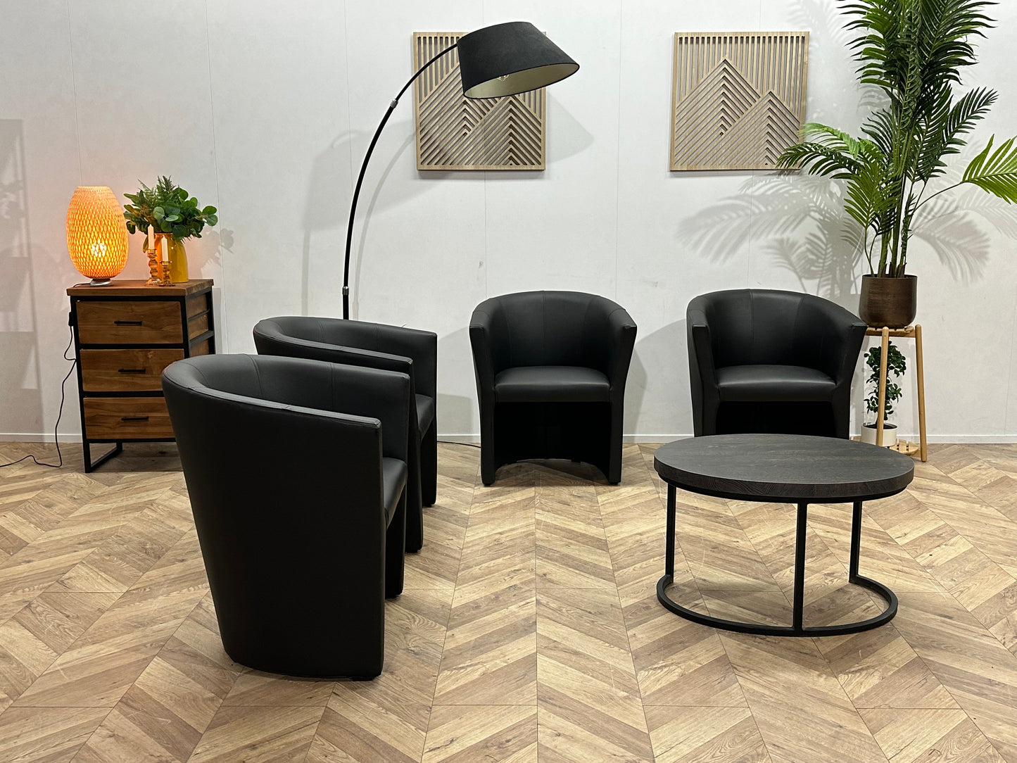 Zwarte lederen Stoelen Set