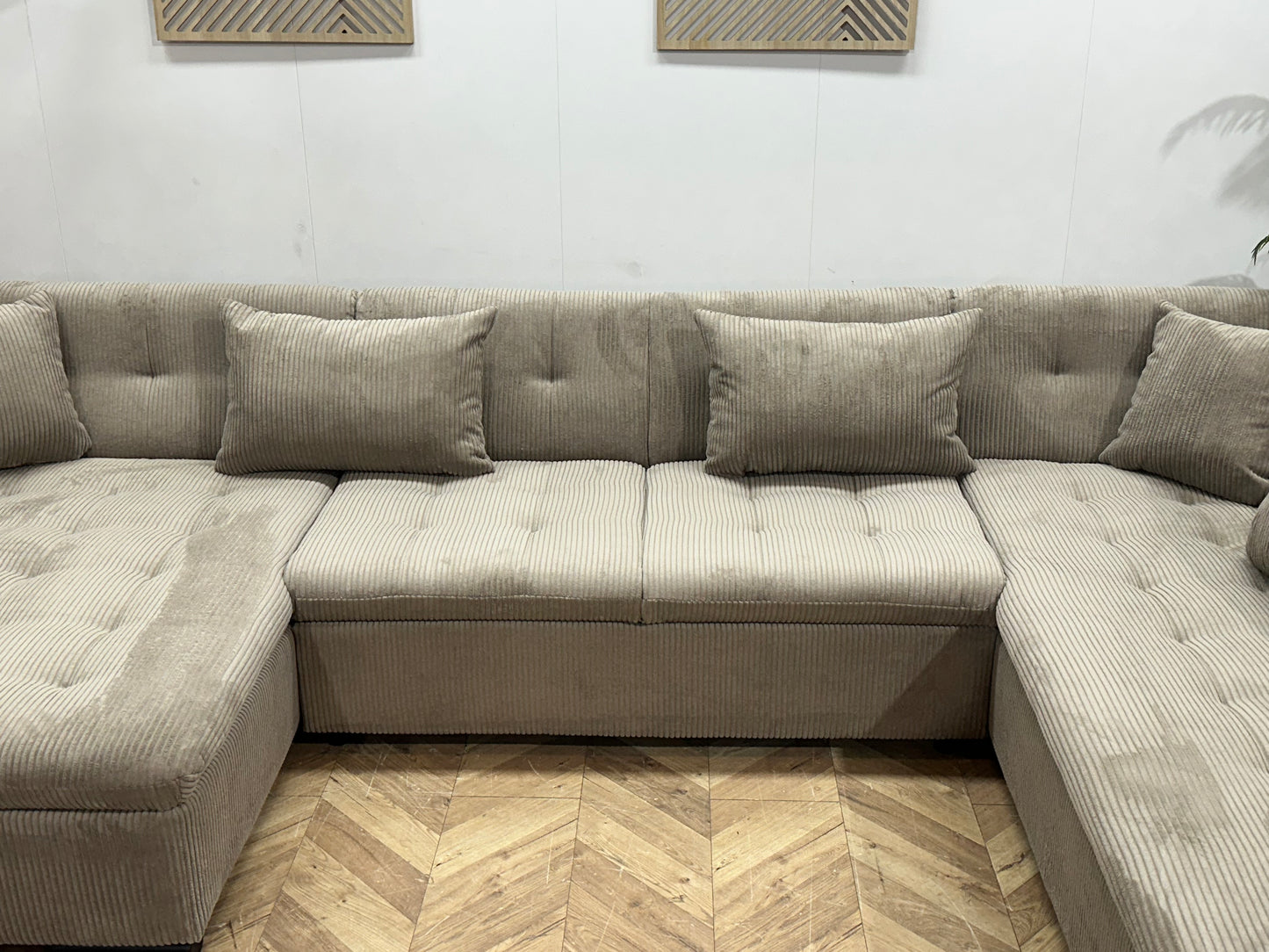 !Showroommodel! Licht Bruine Ribstof U Bank