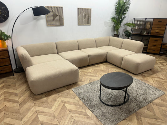 !Showroommodel! Beige Bouclé Stoffen U Bank