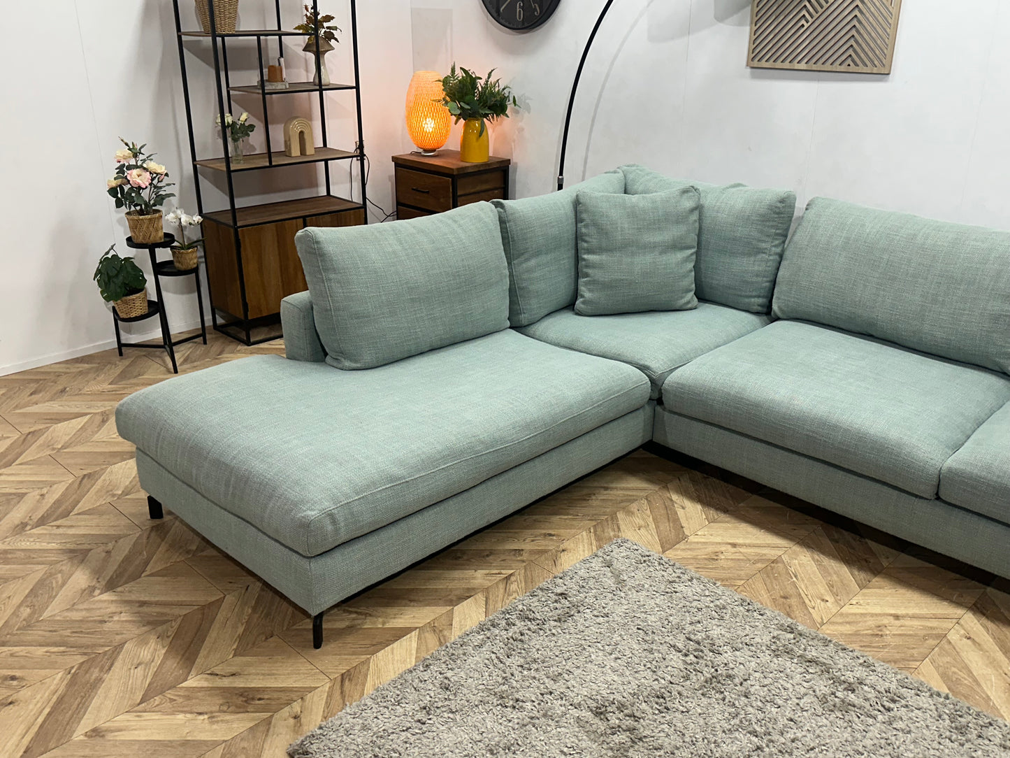 Licht Blauwe Hoekbank ~ Losse Kussens Met Afneembare Hoezen