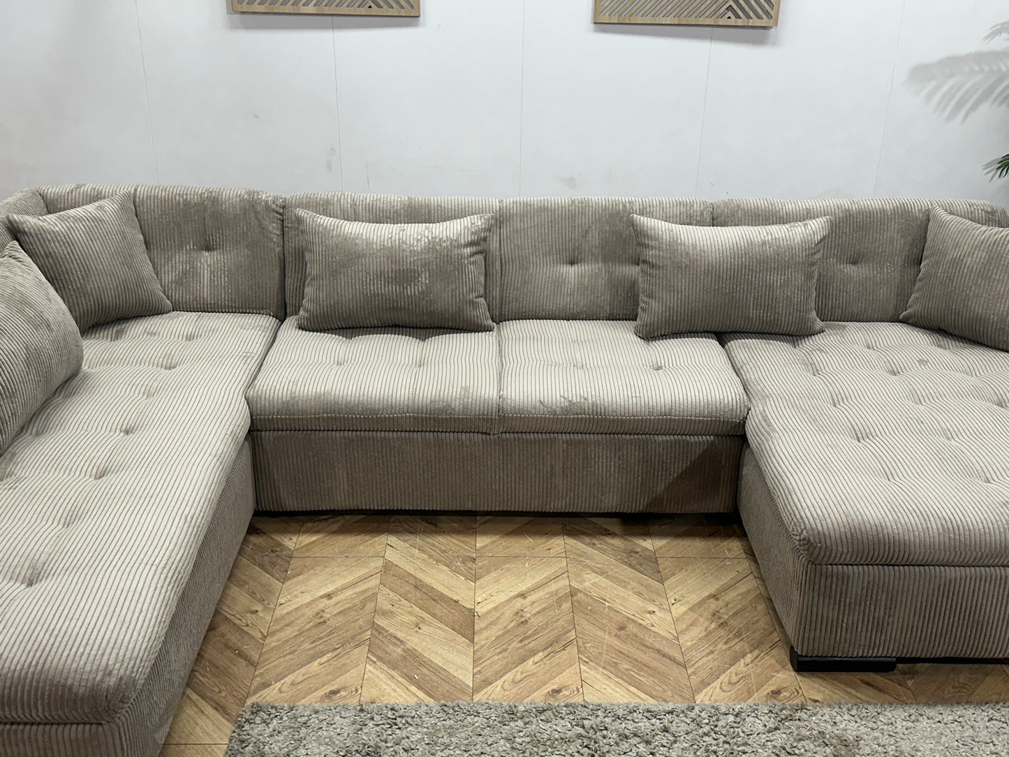 !Showroommodel! Licht Bruine Ribstof U Bank