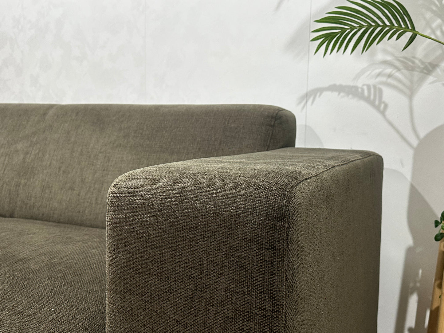 Bruine Suède Stoffen Hoekbank Inc Hocker ~ Vaste Kussens