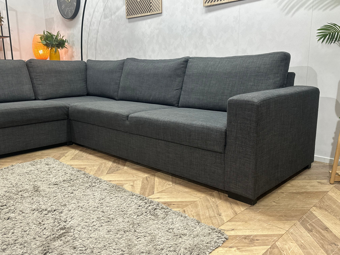 Antraciet Hoekbank ~ Losse Rugkussens Met Afneembare Hoezen