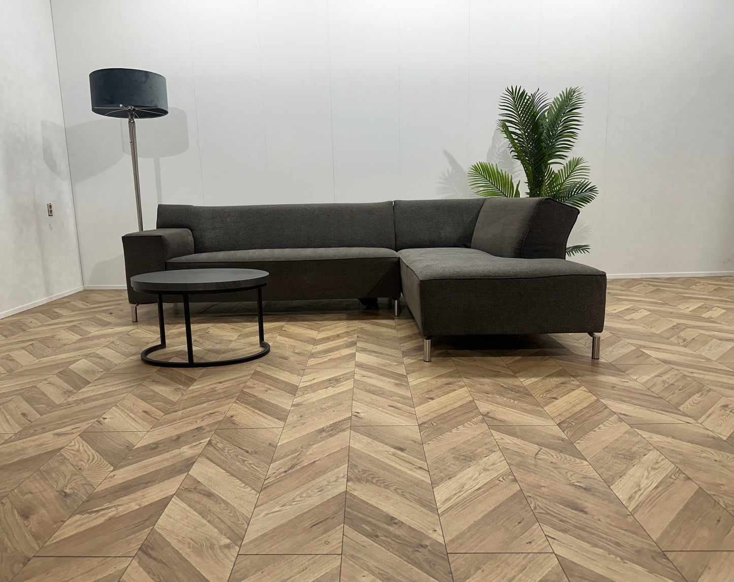Grijze Design Hoekbank ~ Vaste Kussens