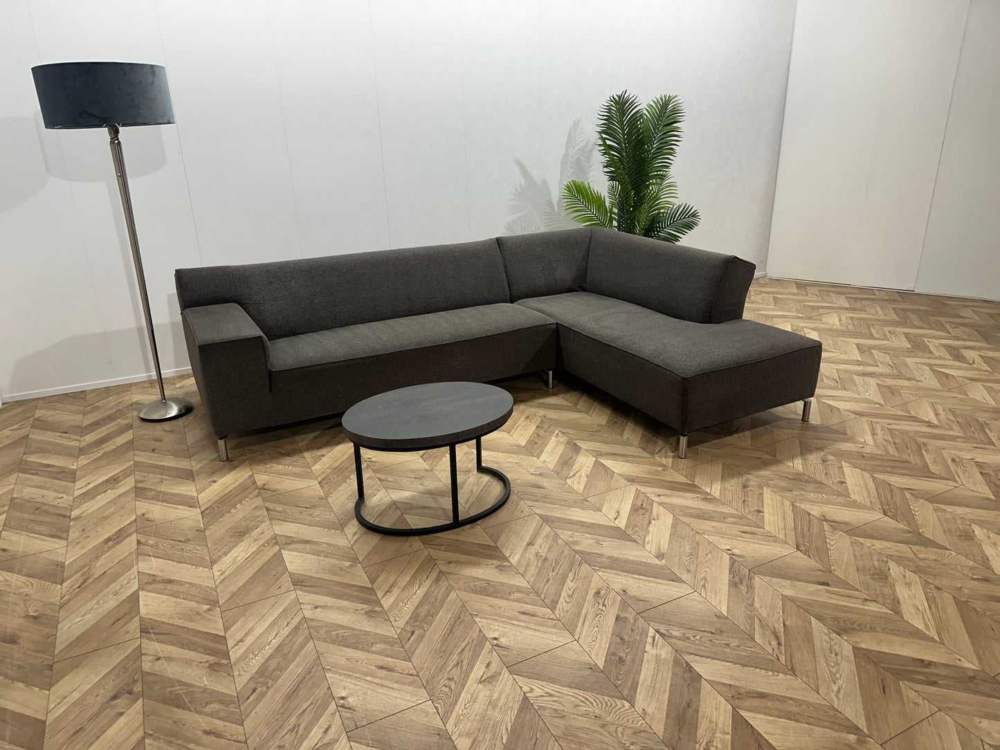 Grijze Design Hoekbank ~ Vaste Kussens