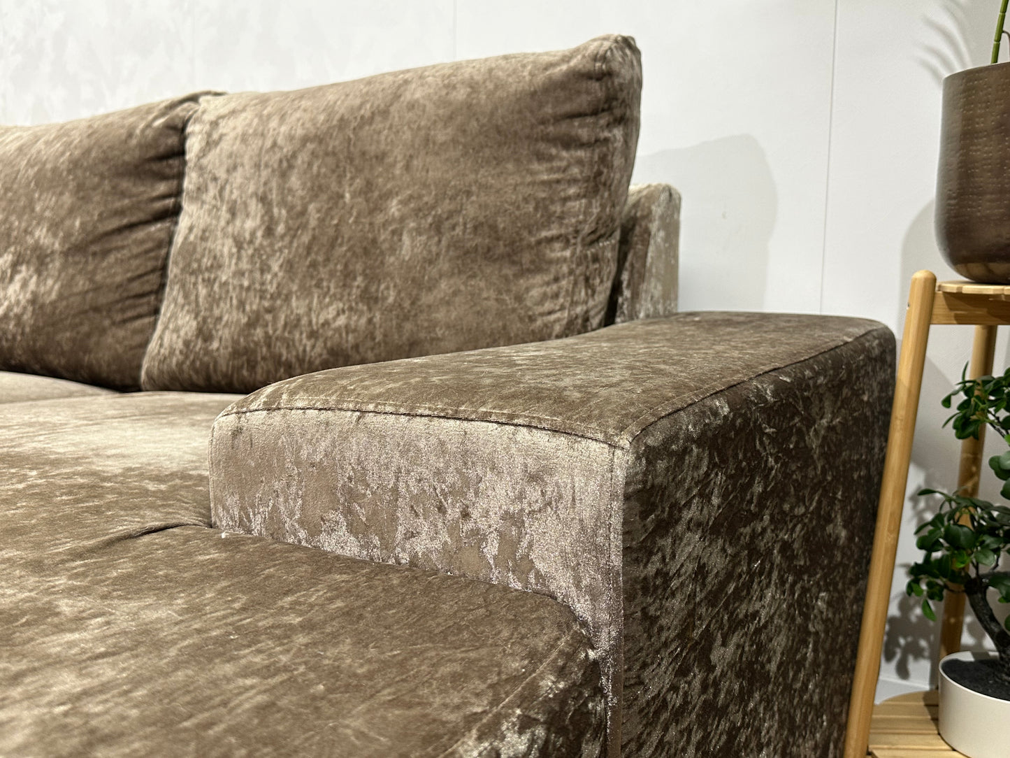 Bruine Velvet  U Bank ~ Losse Rugkussens Met Afneembare Hoezen