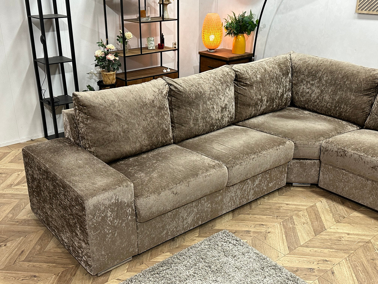 Bruine Velvet  U Bank ~ Losse Rugkussens Met Afneembare Hoezen