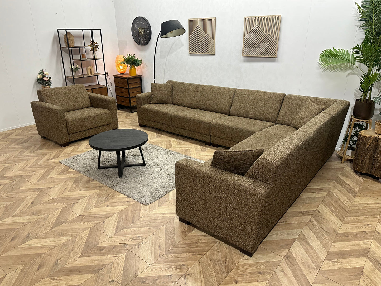 Bruine Ruime Hoekbank Inc Fauteuil ~ Meerdere Opstellingen