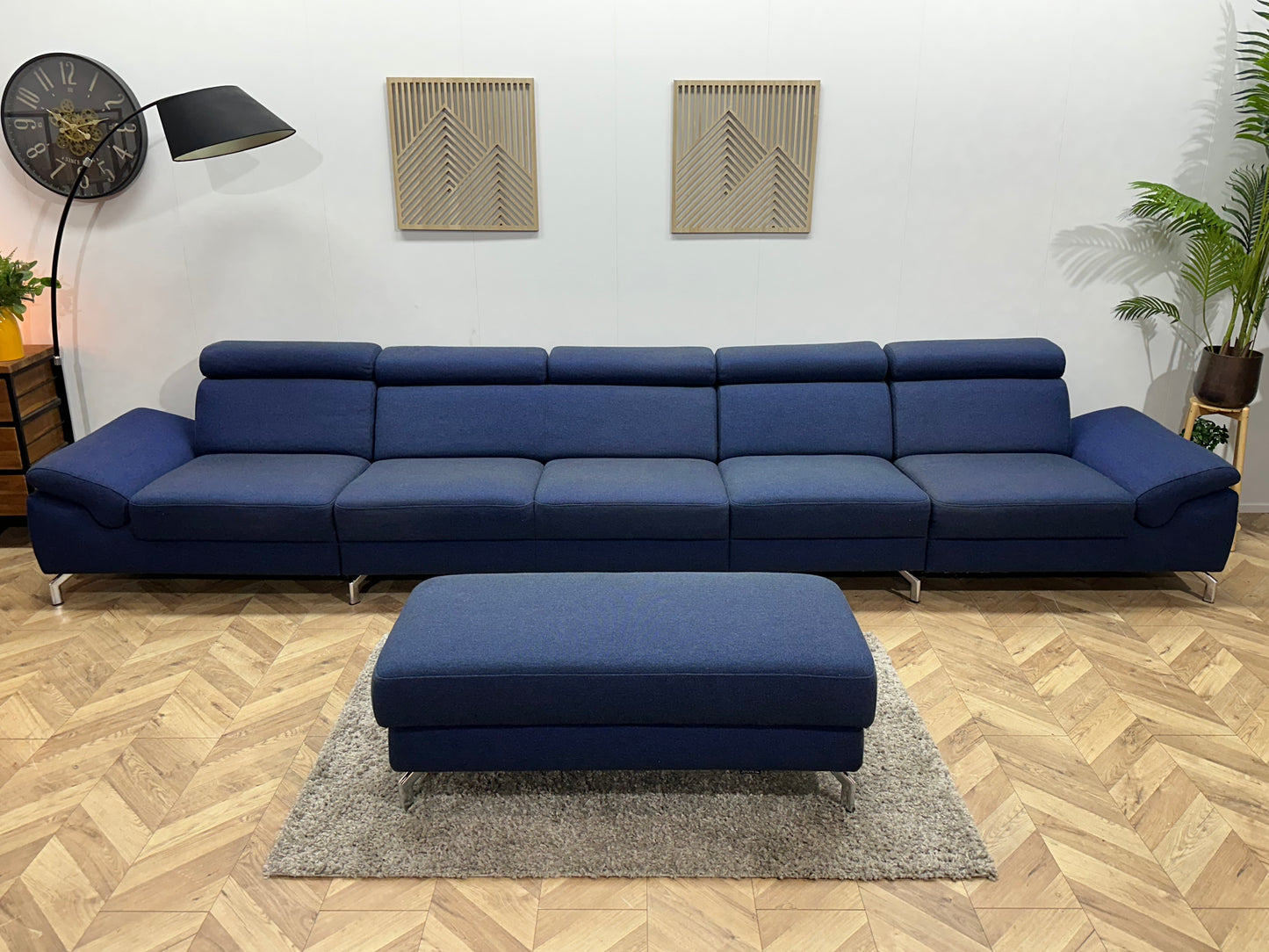 Montèl Blauwe Rechte Bank Inc Hocker ~ Verstelbare Arm/Hoofdsteunen