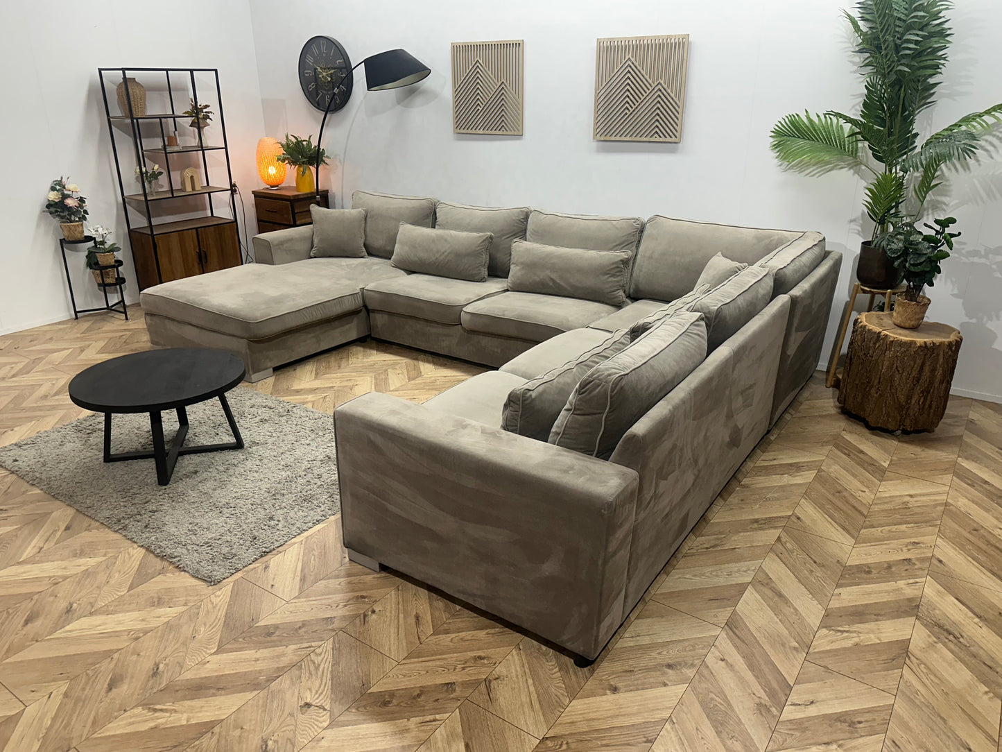 Beige Velvet U Bank ~ Losse Kussens Met Afneembare Hoezen